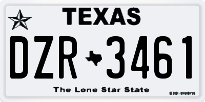 TX license plate DZR3461