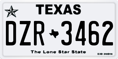 TX license plate DZR3462