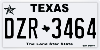 TX license plate DZR3464