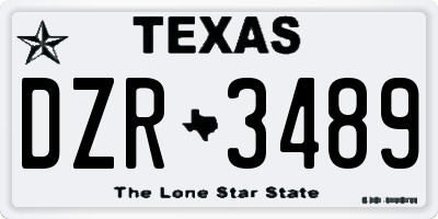 TX license plate DZR3489