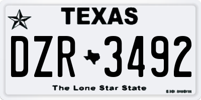 TX license plate DZR3492
