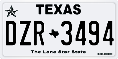 TX license plate DZR3494