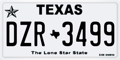 TX license plate DZR3499