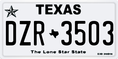 TX license plate DZR3503