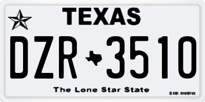 TX license plate DZR3510