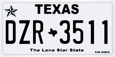 TX license plate DZR3511
