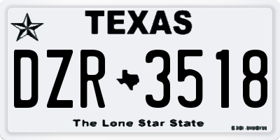 TX license plate DZR3518