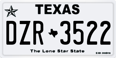 TX license plate DZR3522