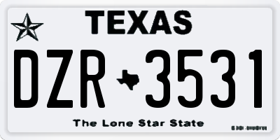 TX license plate DZR3531