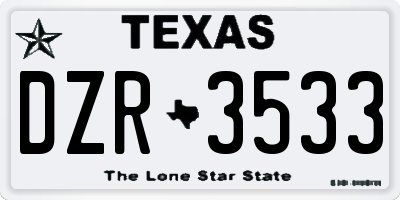 TX license plate DZR3533