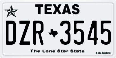 TX license plate DZR3545