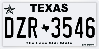 TX license plate DZR3546