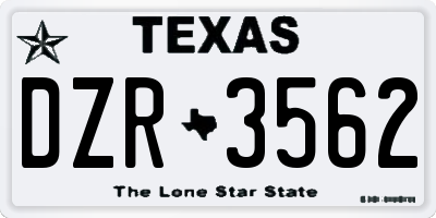 TX license plate DZR3562