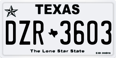 TX license plate DZR3603