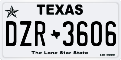 TX license plate DZR3606