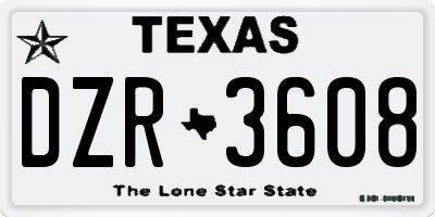 TX license plate DZR3608