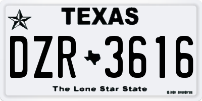 TX license plate DZR3616