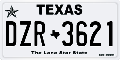 TX license plate DZR3621