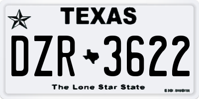 TX license plate DZR3622