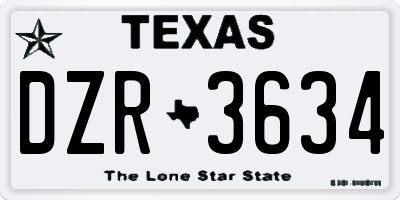 TX license plate DZR3634
