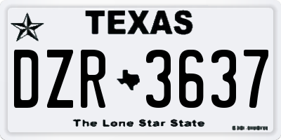 TX license plate DZR3637