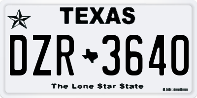 TX license plate DZR3640