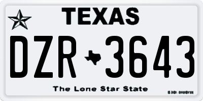 TX license plate DZR3643