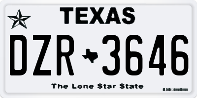 TX license plate DZR3646