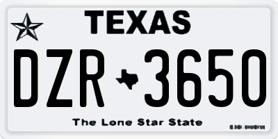 TX license plate DZR3650