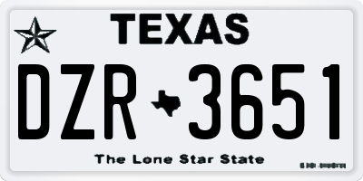 TX license plate DZR3651