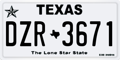 TX license plate DZR3671