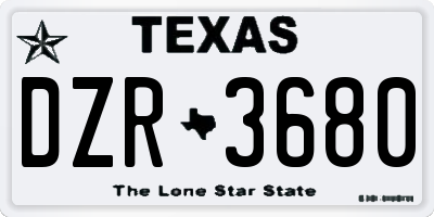 TX license plate DZR3680