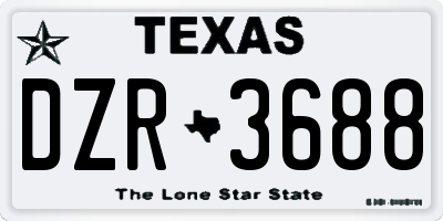 TX license plate DZR3688