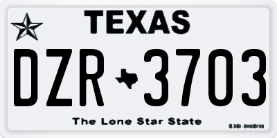 TX license plate DZR3703