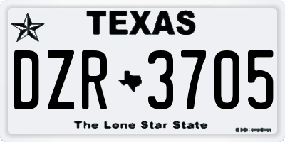 TX license plate DZR3705