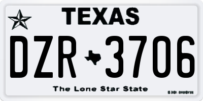 TX license plate DZR3706