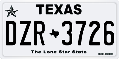 TX license plate DZR3726