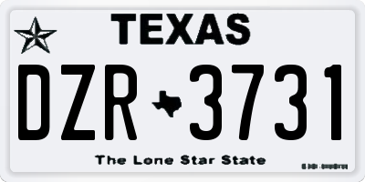 TX license plate DZR3731