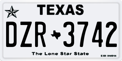 TX license plate DZR3742