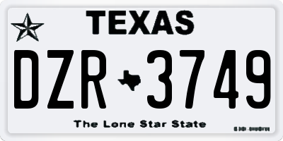 TX license plate DZR3749