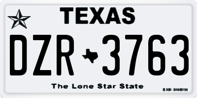 TX license plate DZR3763