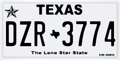 TX license plate DZR3774