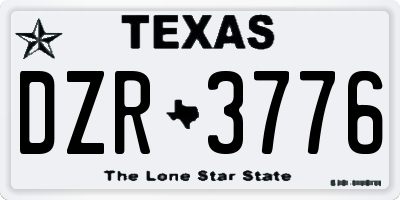 TX license plate DZR3776