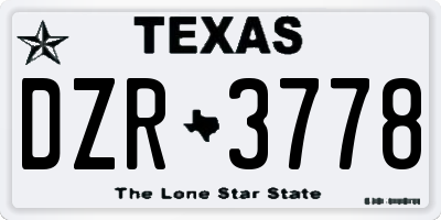 TX license plate DZR3778