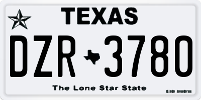 TX license plate DZR3780