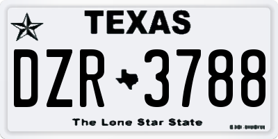 TX license plate DZR3788