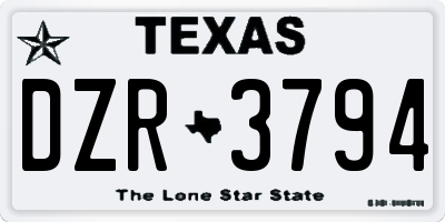 TX license plate DZR3794