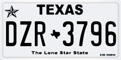 TX license plate DZR3796
