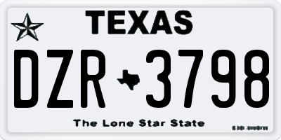 TX license plate DZR3798