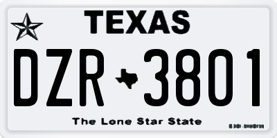 TX license plate DZR3801